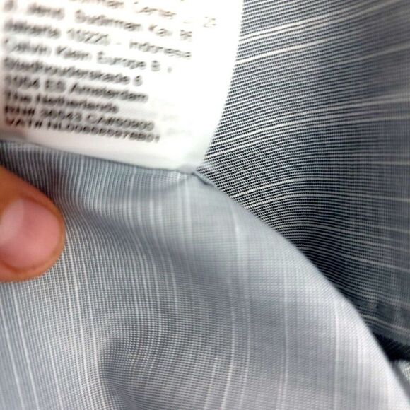 Calvin Klein Gray Blue 2XL Button Front Dress Shirt Cotton Collared - Picture 9 of 10